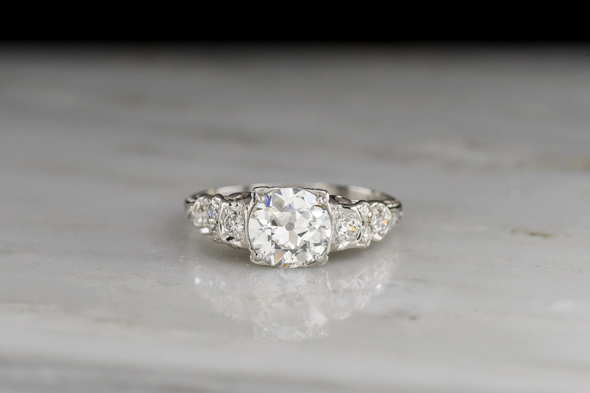 Edwardian / Early Art Deco Platinum and Diamond Engagement Ring
