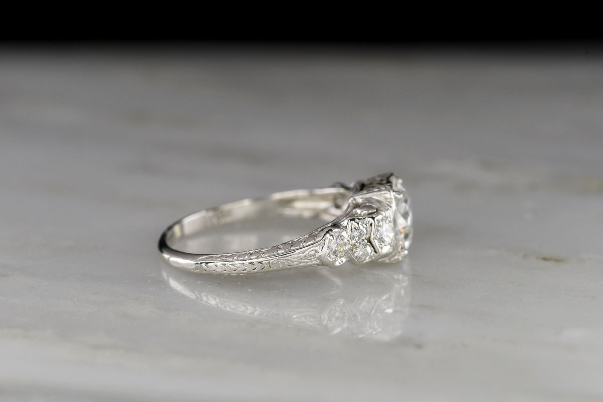 Edwardian / Early Art Deco Platinum and Diamond Engagement Ring