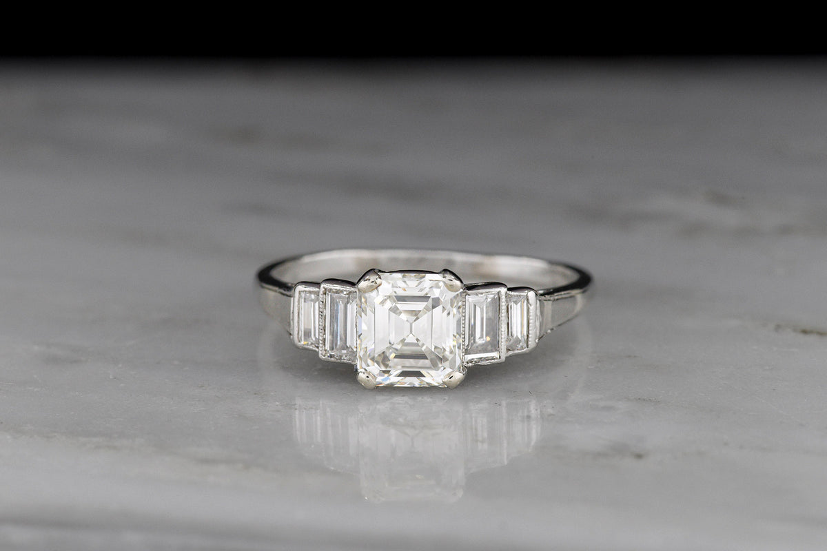 Vintage Art Deco / Early Mid-Century Engagement Ring with Stepped Shoulders