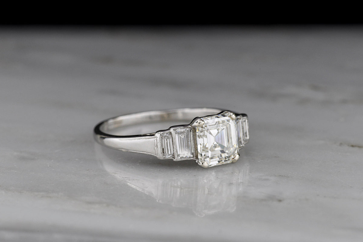 Vintage Art Deco / Early Mid-Century Engagement Ring with Stepped Shoulders