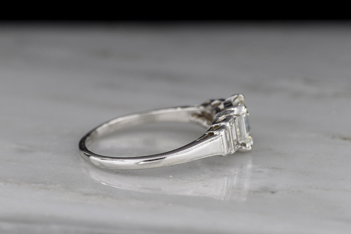 Vintage Art Deco / Early Mid-Century Engagement Ring with Stepped Shoulders