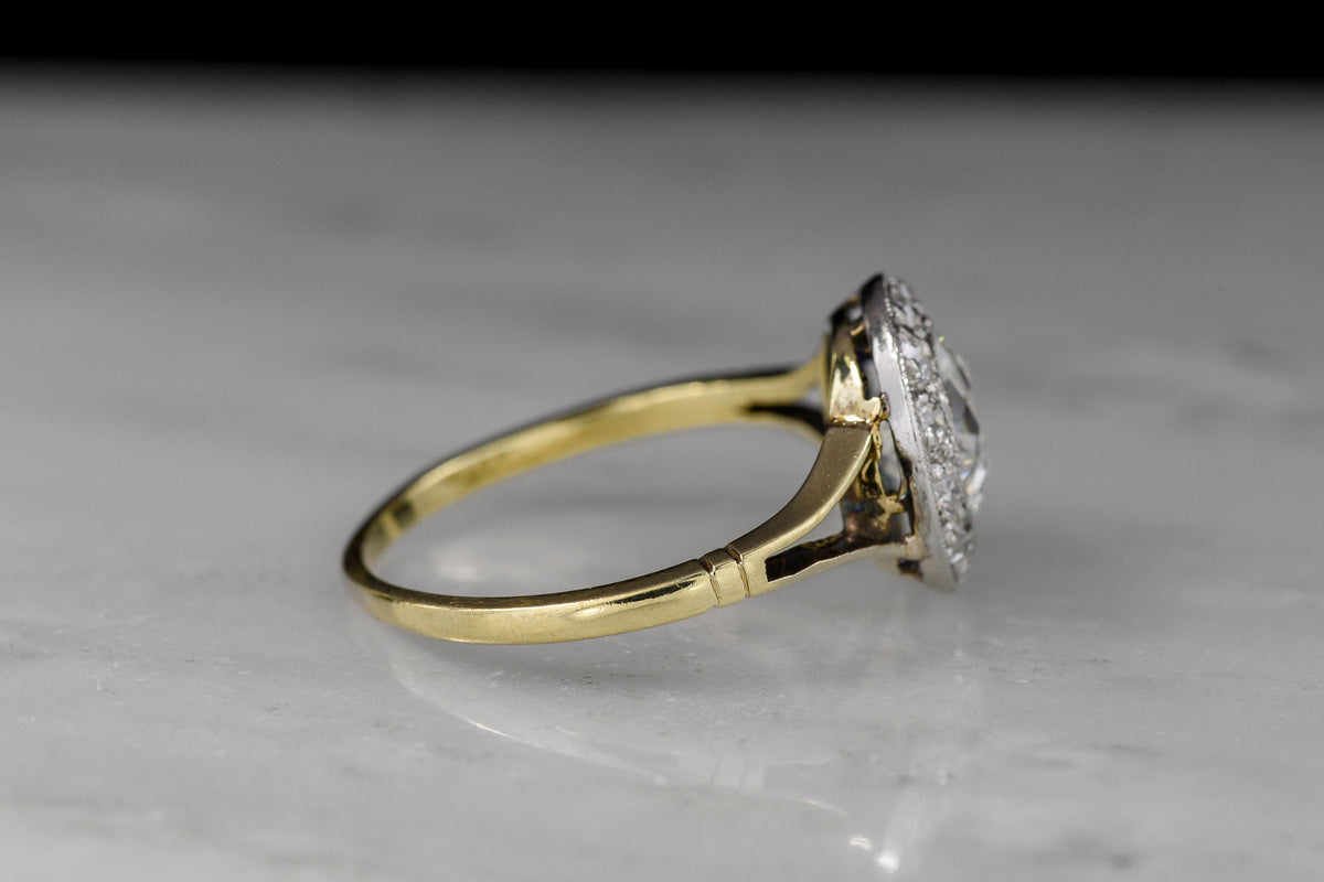 c. 1900 Edwardian / Belle Époque Split-Shank Cluster Engagement Ring