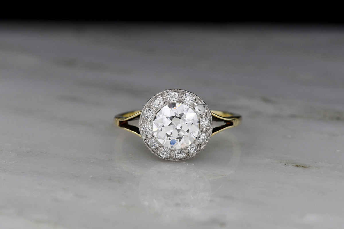 c. 1900 Edwardian / Belle Époque Split-Shank Cluster Engagement Ring