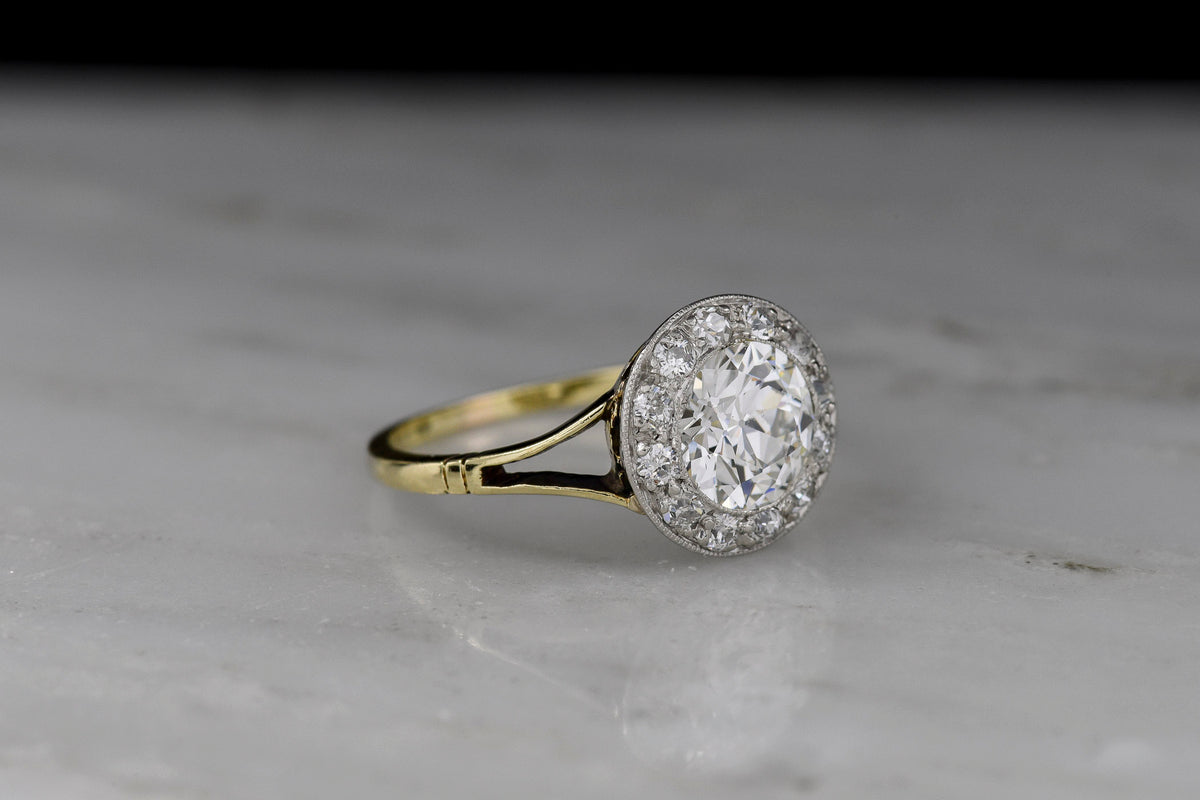 c. 1900 Edwardian / Belle Époque Split-Shank Cluster Engagement Ring