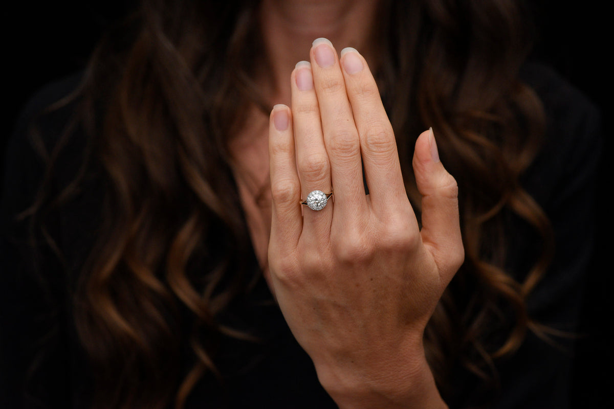 c. 1900 Edwardian / Belle Époque Split-Shank Cluster Engagement Ring