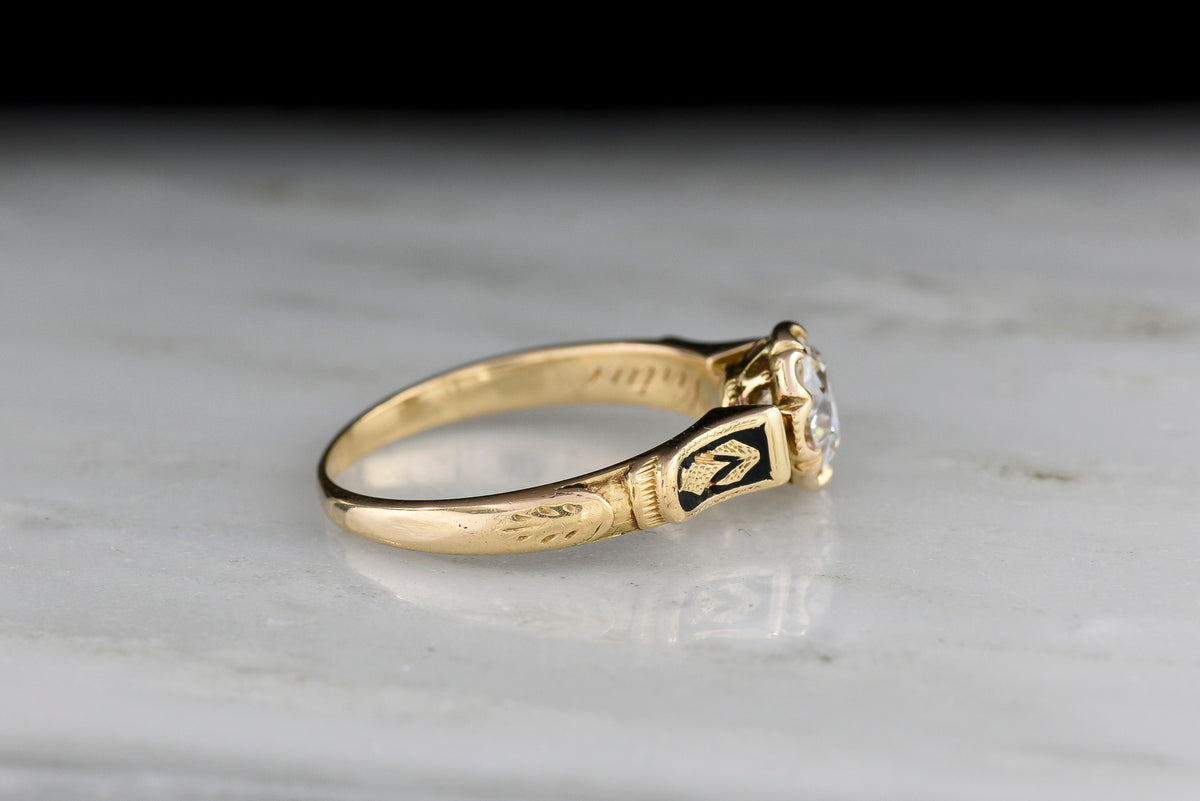 Mid-Late 1800s Victorian Engagement Ring, Inscribed "Honor" and "Virtue"