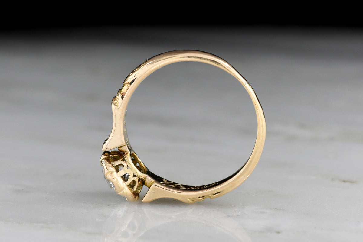 Mid-Late 1800s Victorian Engagement Ring, Inscribed "Honor" and "Virtue"