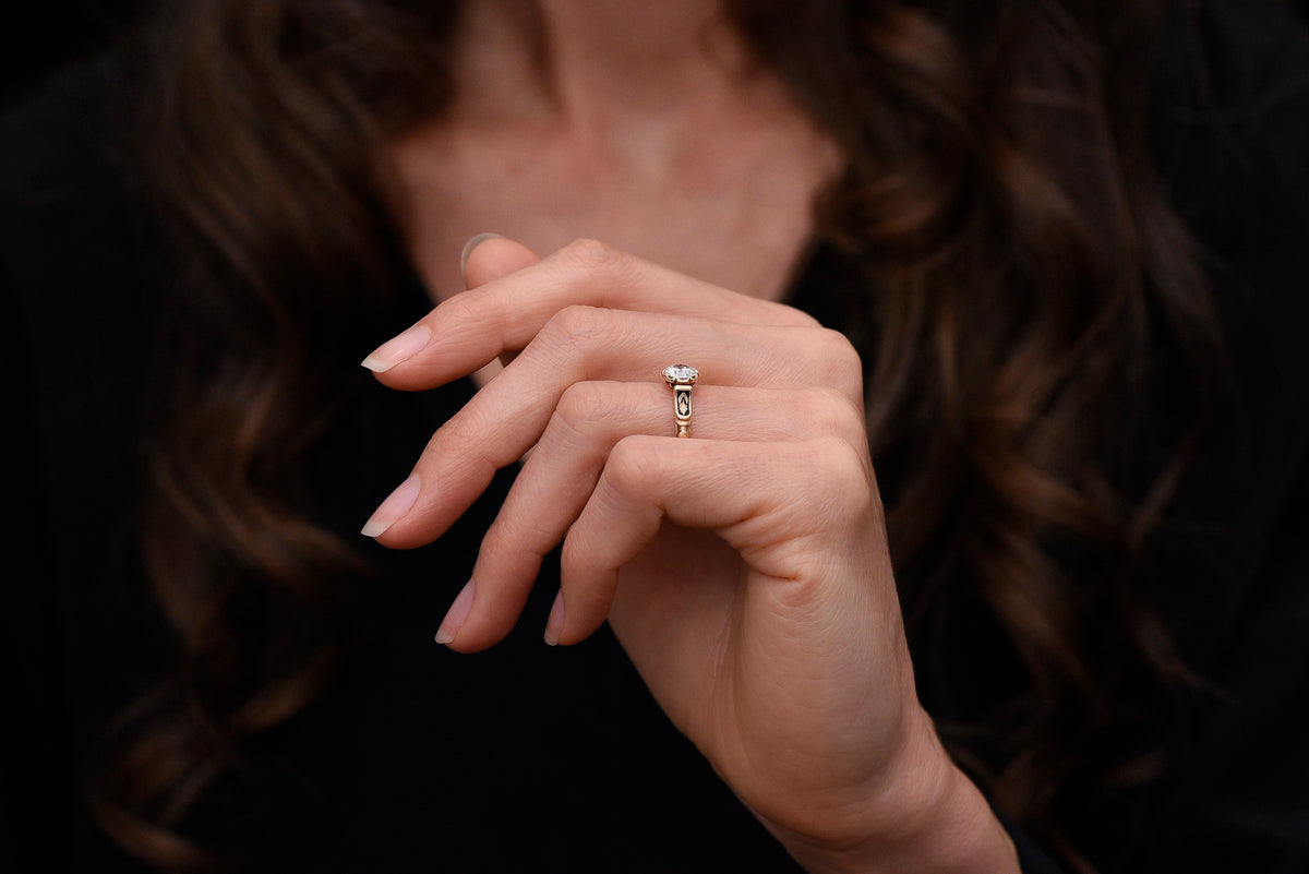 Mid-Late 1800s Victorian Engagement Ring, Inscribed "Honor" and "Virtue"