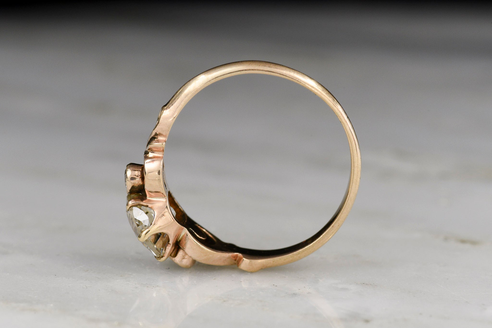 Antique 1900s Art Nouveau Diamond Engagement Ring Scrollwork Shoulders ...