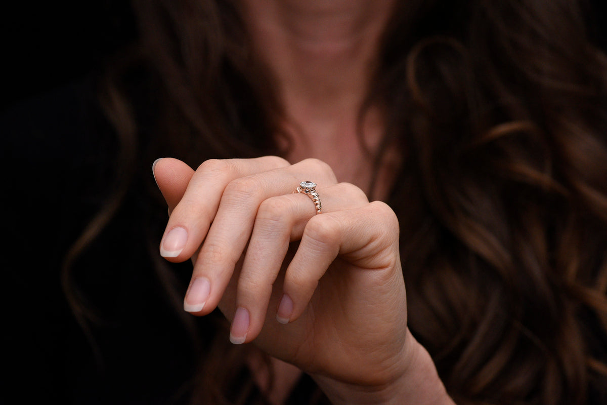 Late Victorian Six-Prong Solitaire Engagement Ring with Scrollwork Shoulders