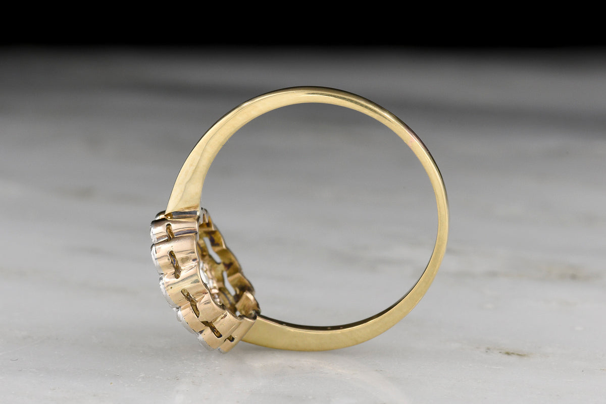 Edwardian Floral Cluster Engagement Ring with an Old Mine Cut Center and Rose Cut Accents