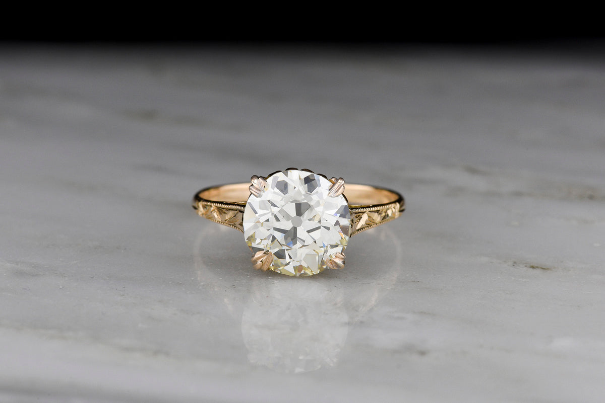 RESERVED!!! Late/Post-Victorian Solitaire Engagement Ring with a GIA 2.62 Old Euro Center
