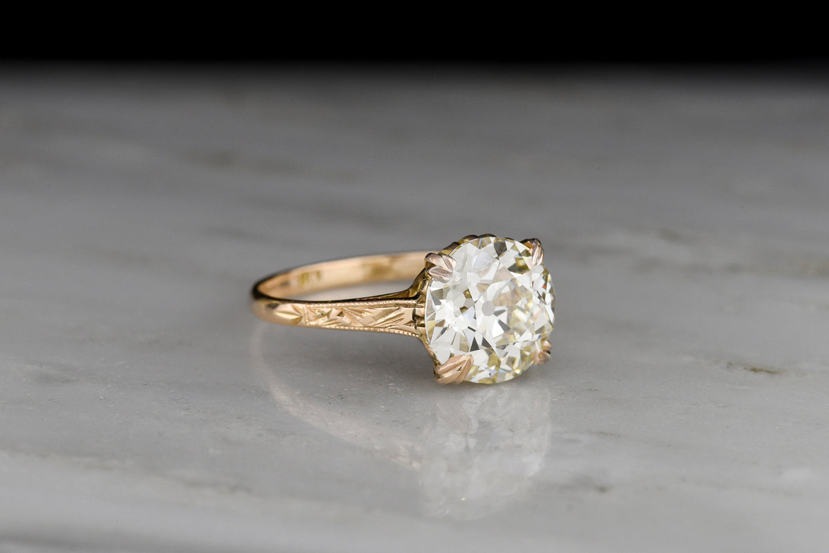 RESERVED!!! Late/Post-Victorian Solitaire Engagement Ring with a GIA 2.62 Old Euro Center
