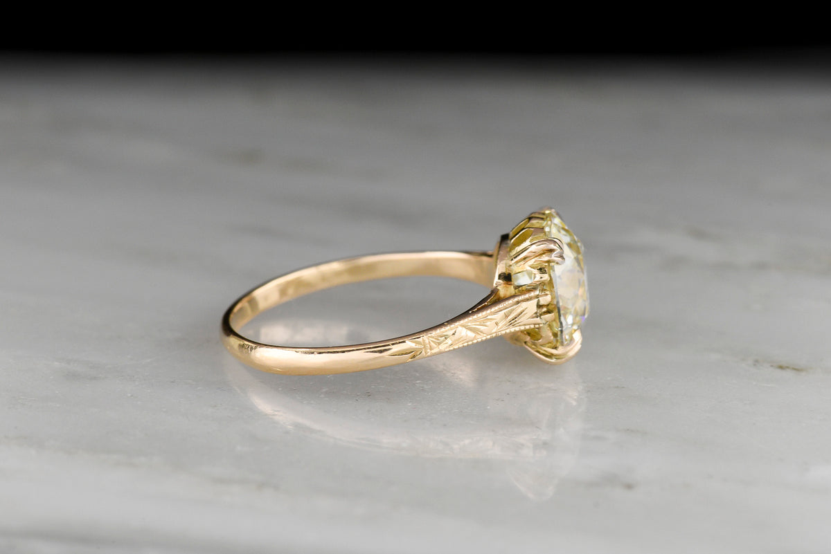 RESERVED!!! Late/Post-Victorian Solitaire Engagement Ring with a GIA 2.62 Old Euro Center
