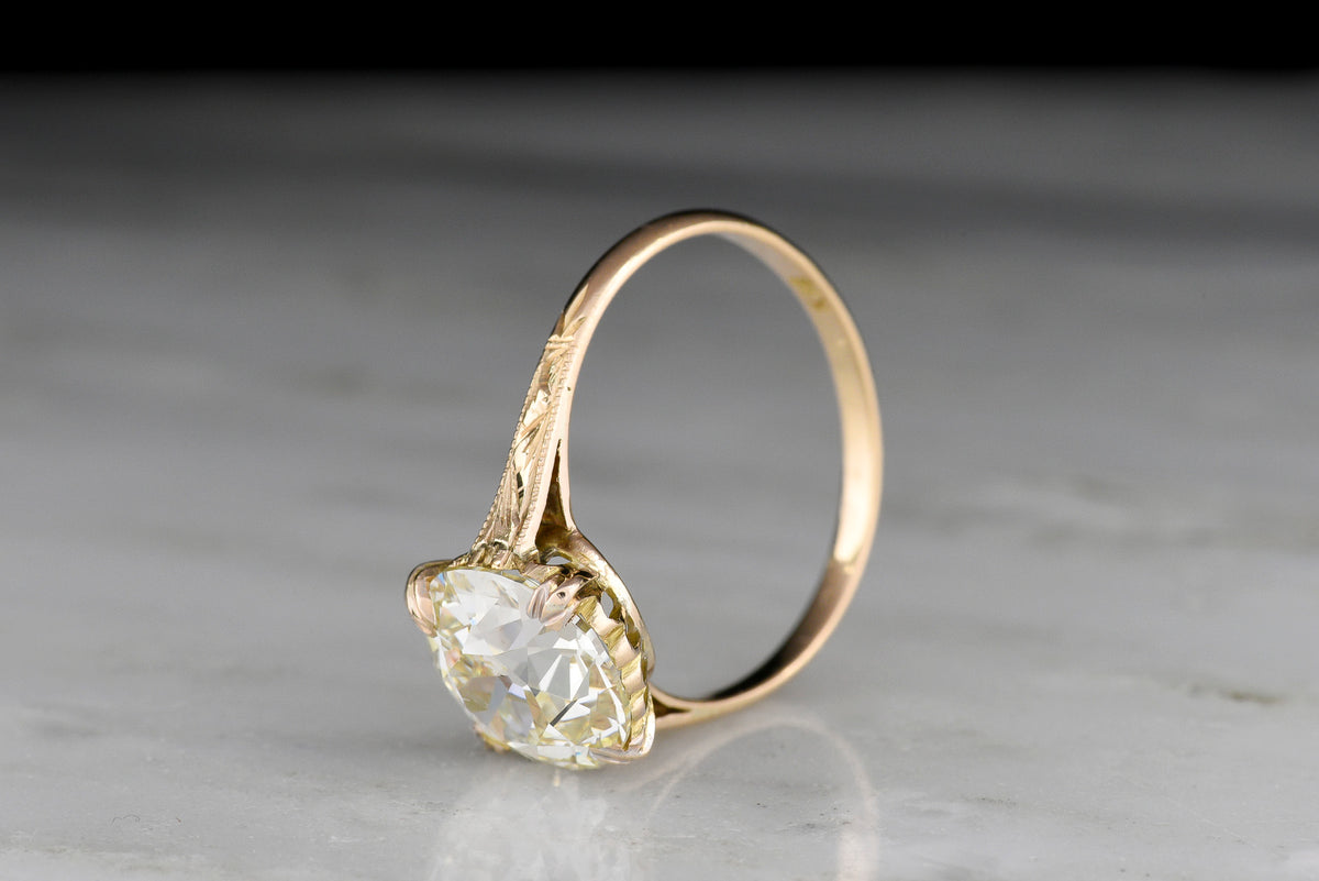 RESERVED!!! Late/Post-Victorian Solitaire Engagement Ring with a GIA 2.62 Old Euro Center