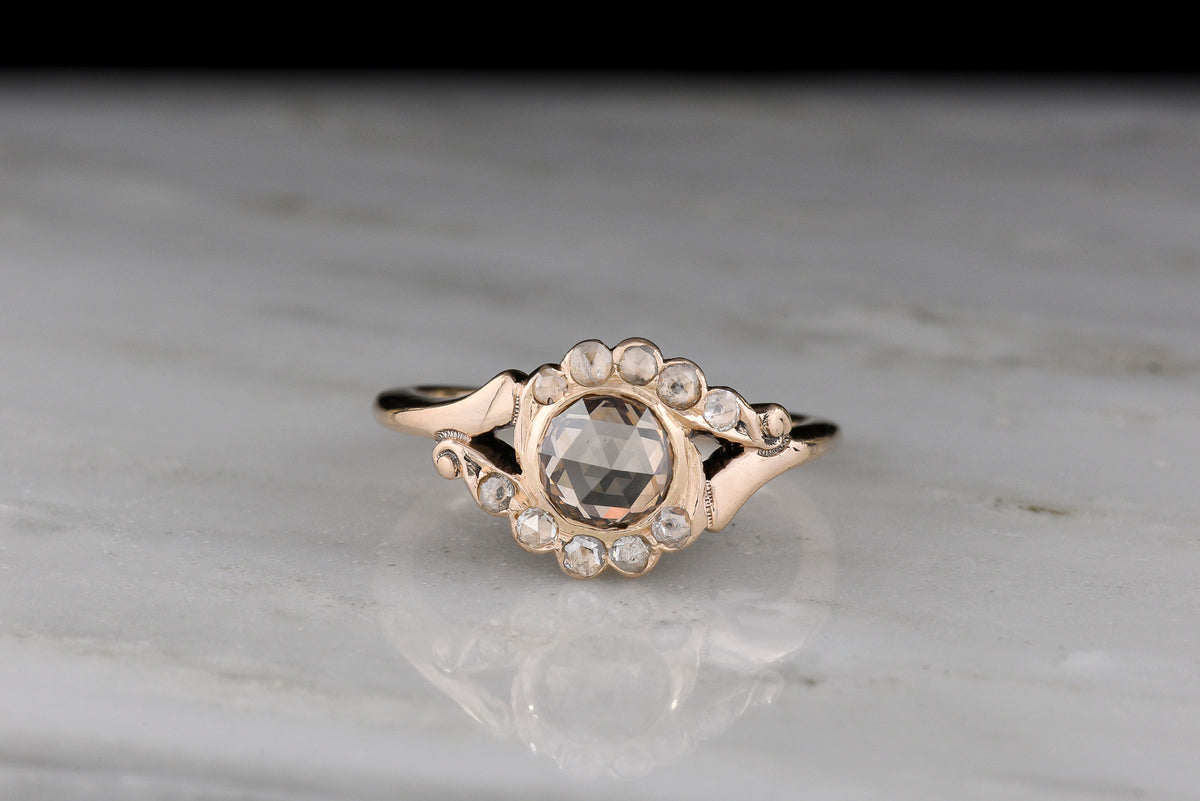 Rose Cut Brownie Diamond Engagement Ring with Rotational Symmetry