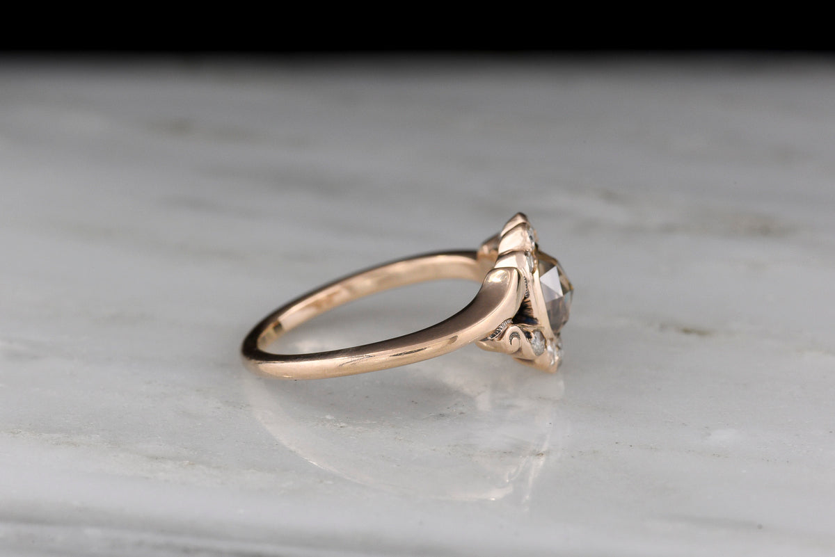 Rose Cut Brownie Diamond Engagement Ring with Rotational Symmetry