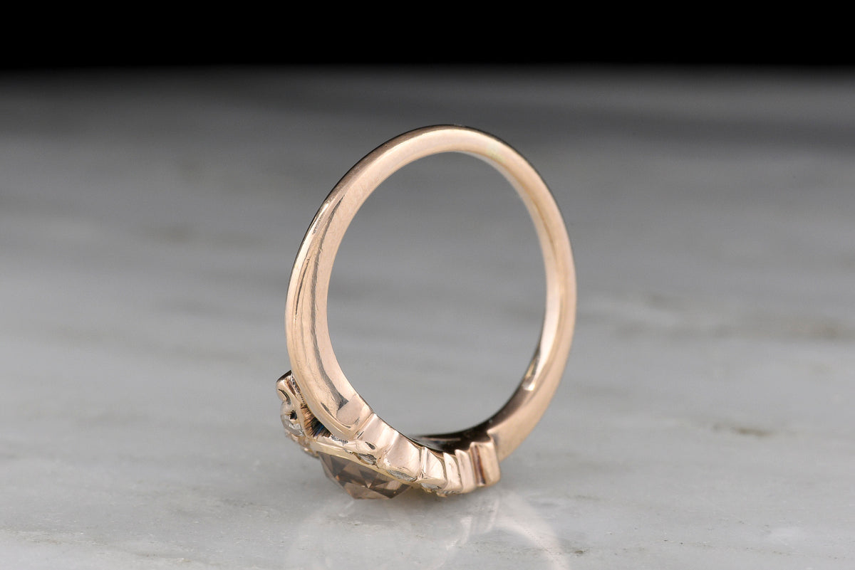 Rose Cut Brownie Diamond Engagement Ring with Rotational Symmetry