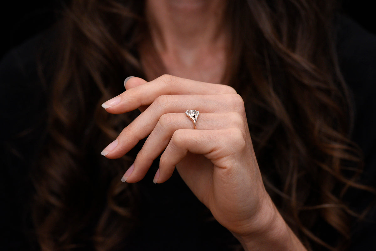 Rose Cut Brownie Diamond Engagement Ring with Rotational Symmetry