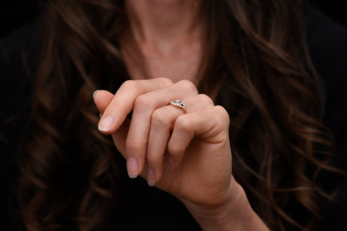 Rose Cut Brownie Diamond Engagement Ring with Rotational Symmetry