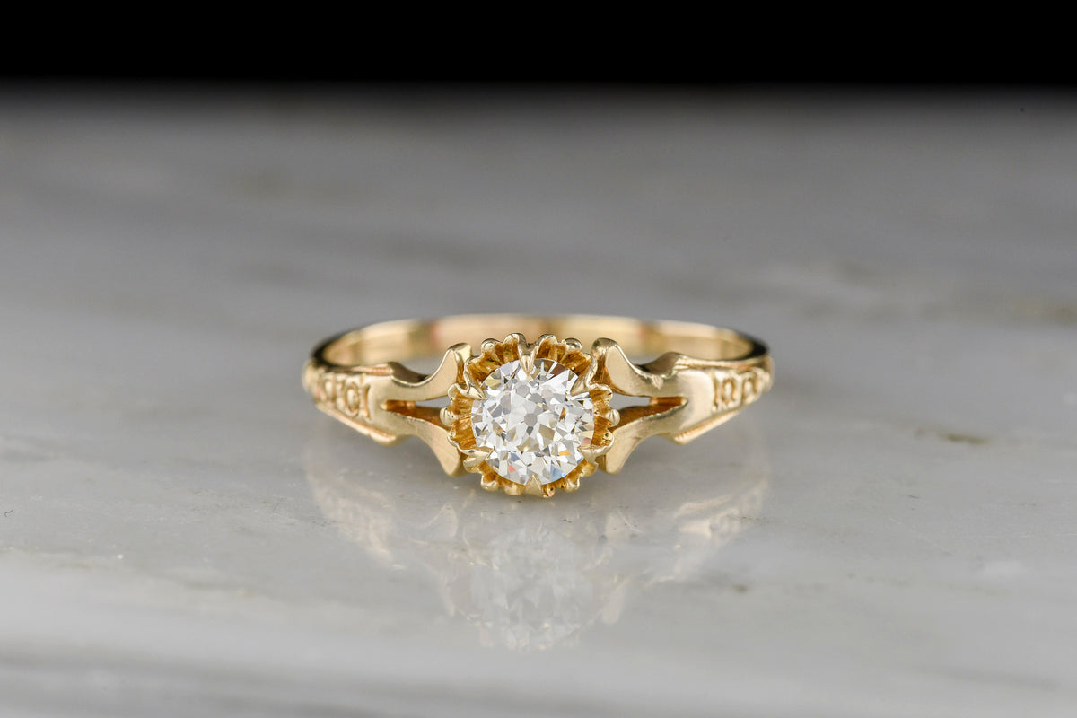 c. 1900 Old European Cut Diamond Solitaire Split-Shank Engagement Ring