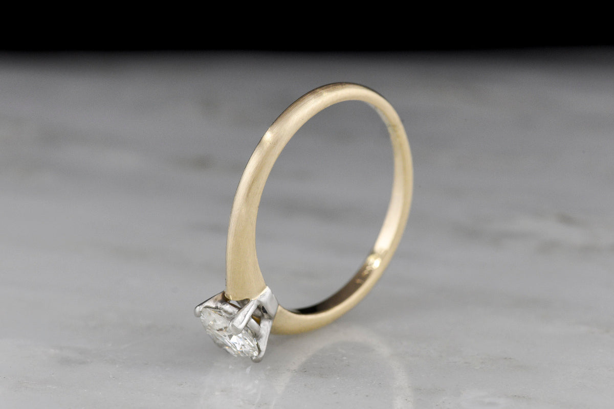 Classic Two-Tone Mid-Century Solitaire Engagement Ring or Stacking Anniversary Ring