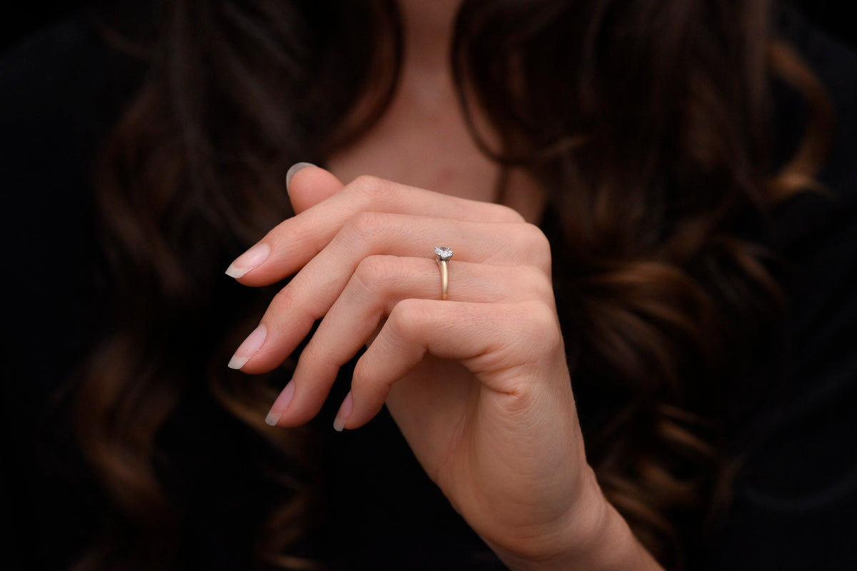 Classic Two-Tone Mid-Century Solitaire Engagement Ring or Stacking Anniversary Ring