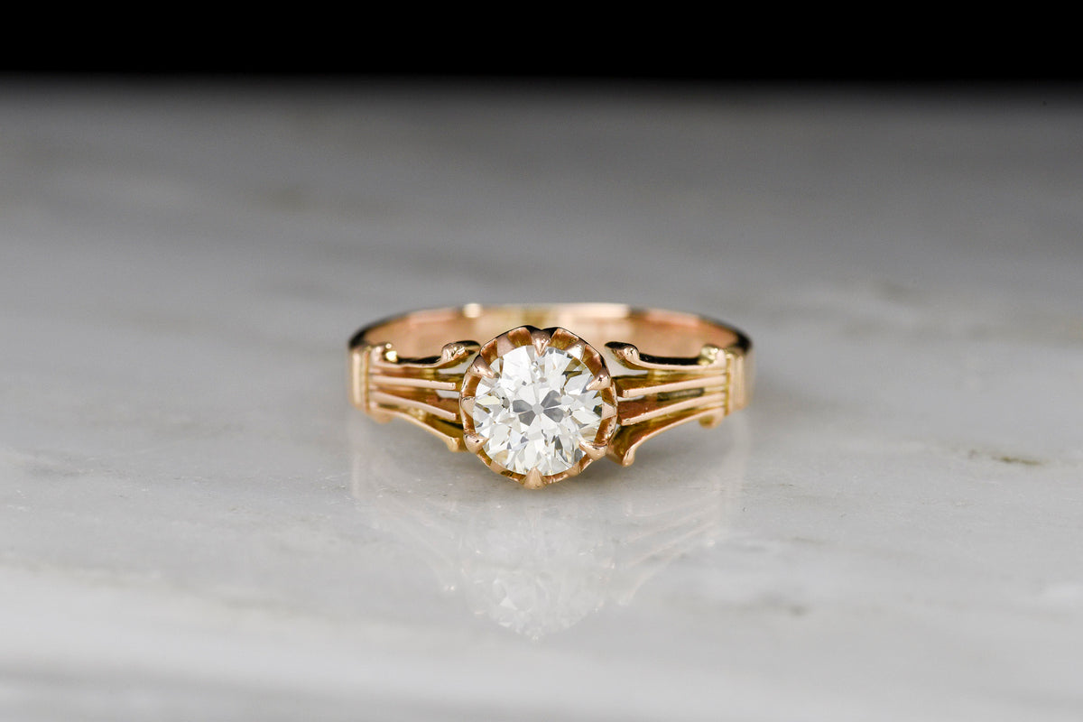 c. 1900 Solitaire Engagement Ring with Open Multi-Split-Shank Shoulders
