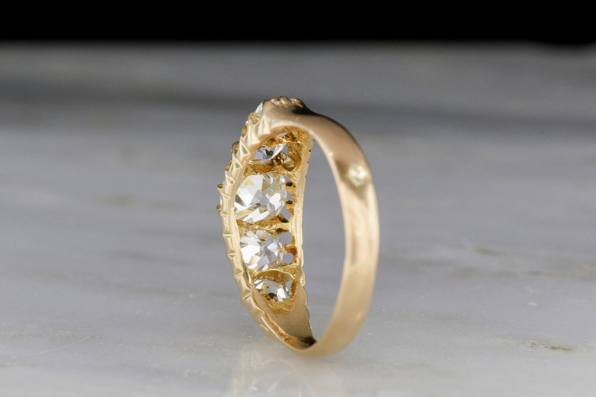 Victorian Five-Stone Old Mine Cut Diamond Ring from Birmingham, England