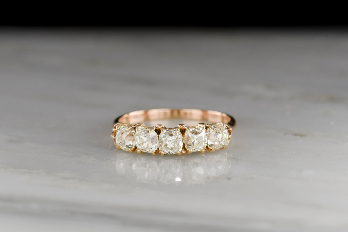 c. 1900 Five-Stone Old Mine Cut Diamond Wedding Band or Right-Hand Ring