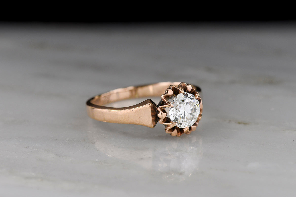 c. 1900 Buttercup Engagement Ring with a Late Old European Cut / Early Transitional Cut Diamond