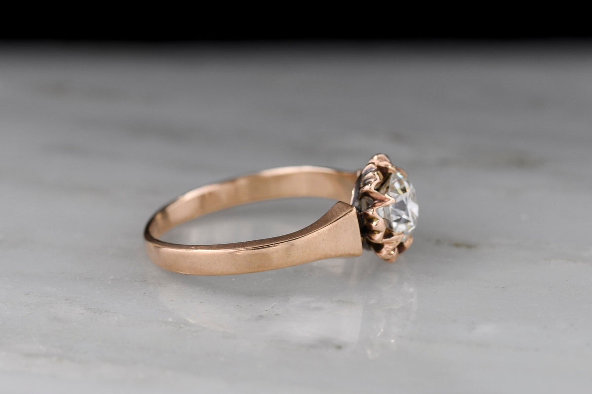 c. 1900 Buttercup Engagement Ring with a Late Old European Cut / Early Transitional Cut Diamond