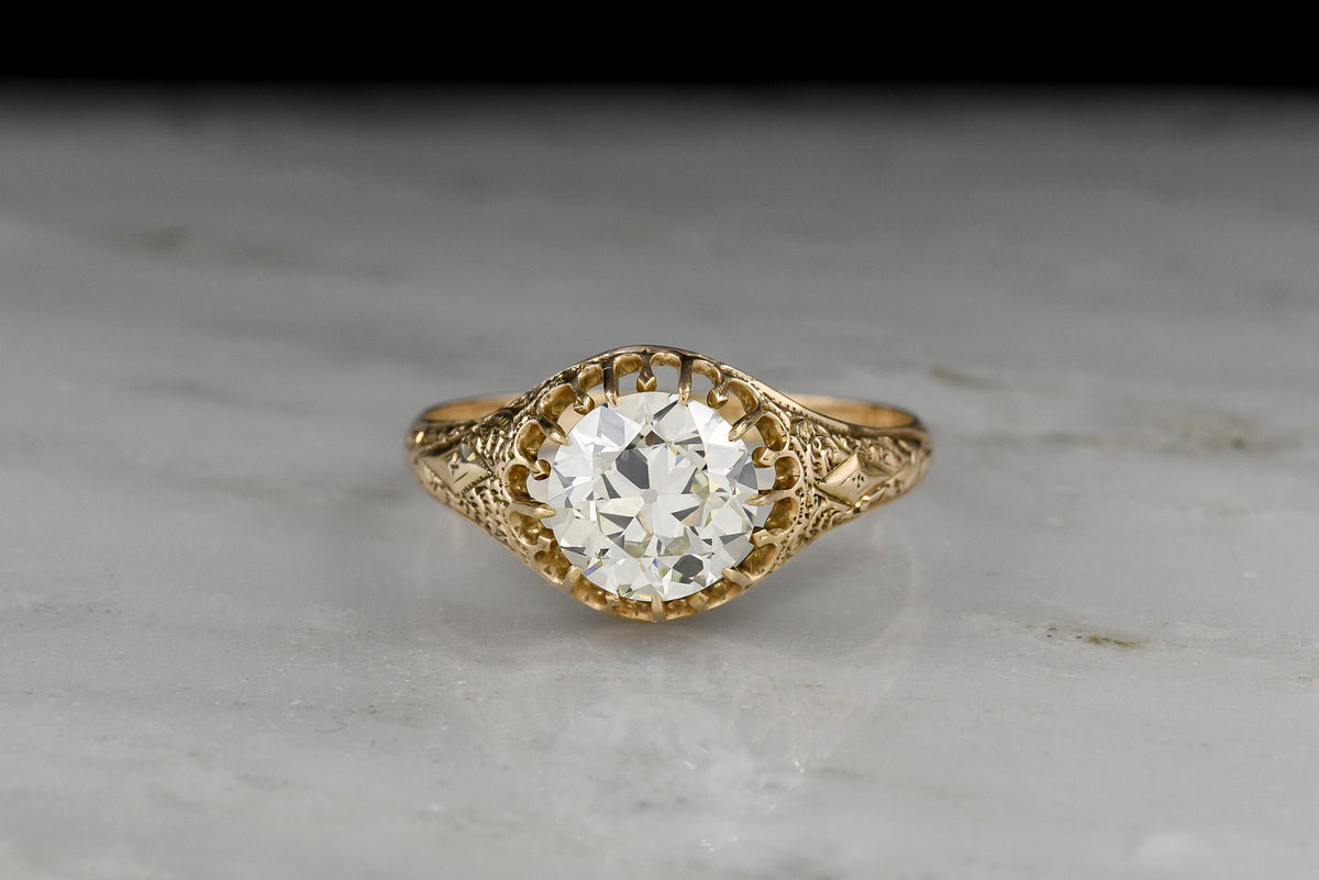 Stunning Victorian Belcher-Prong Solitaire with an Old European Cut Diamond