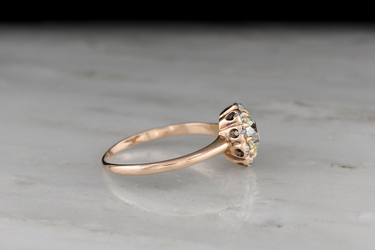 Petite .75 Ct. Old European Cut Diamond Cluster/Halo Engagement Ring from c. Early 1900s