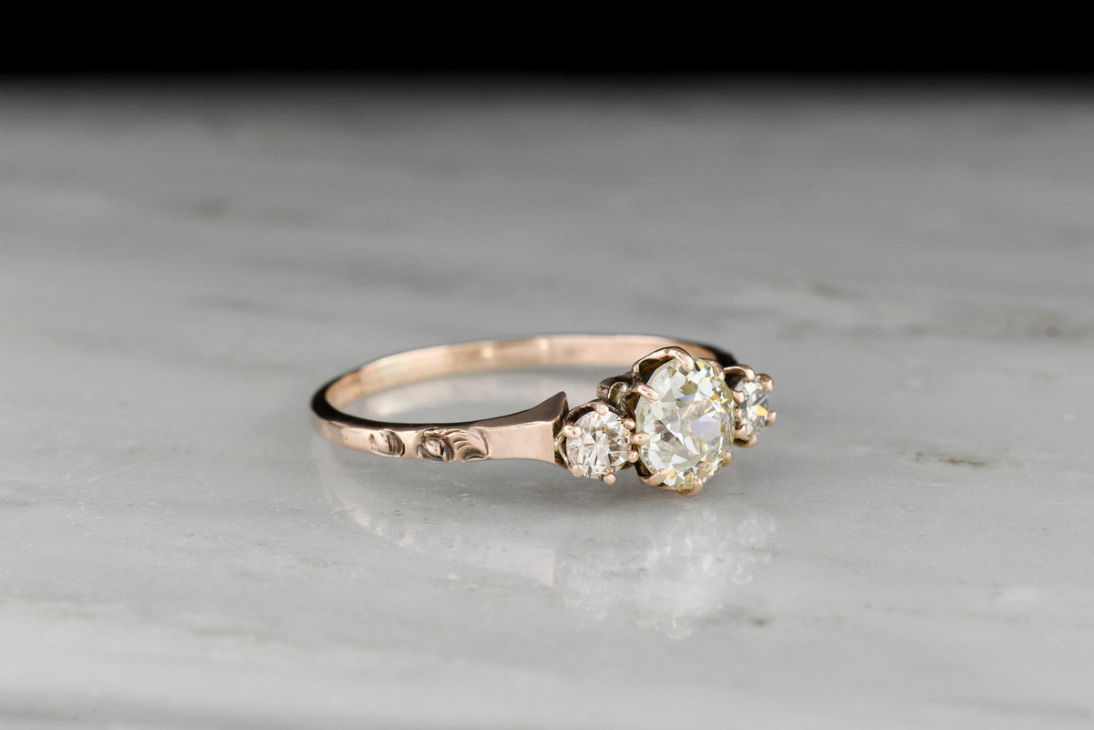 Petite c. Early 1900s Three-Stone Old European Cut / Transitional Cut Engagement Ring