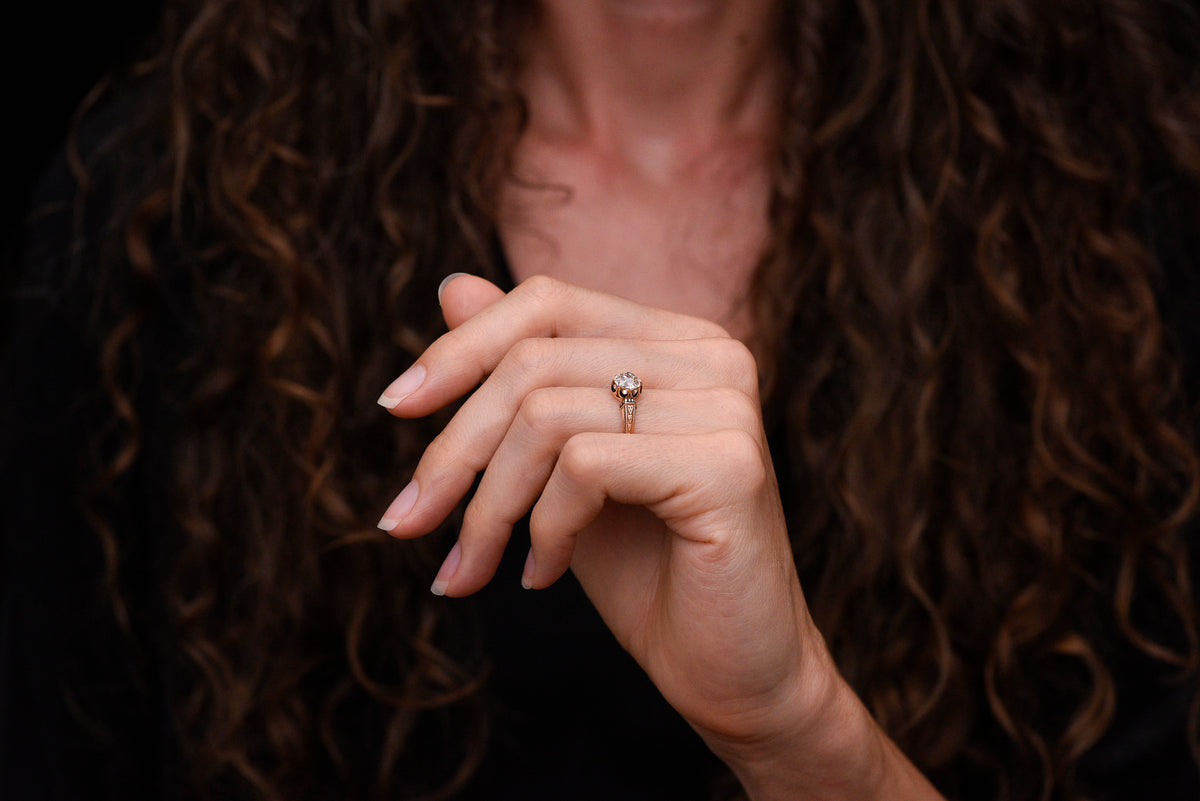 Mid-Late 1800s Victorian Engagement Ring with Black Enamel