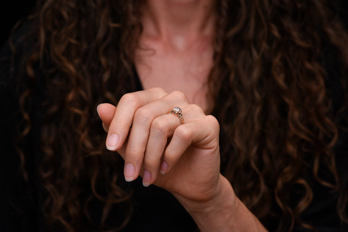 Mid-Late 1800s Victorian Engagement Ring with Black Enamel