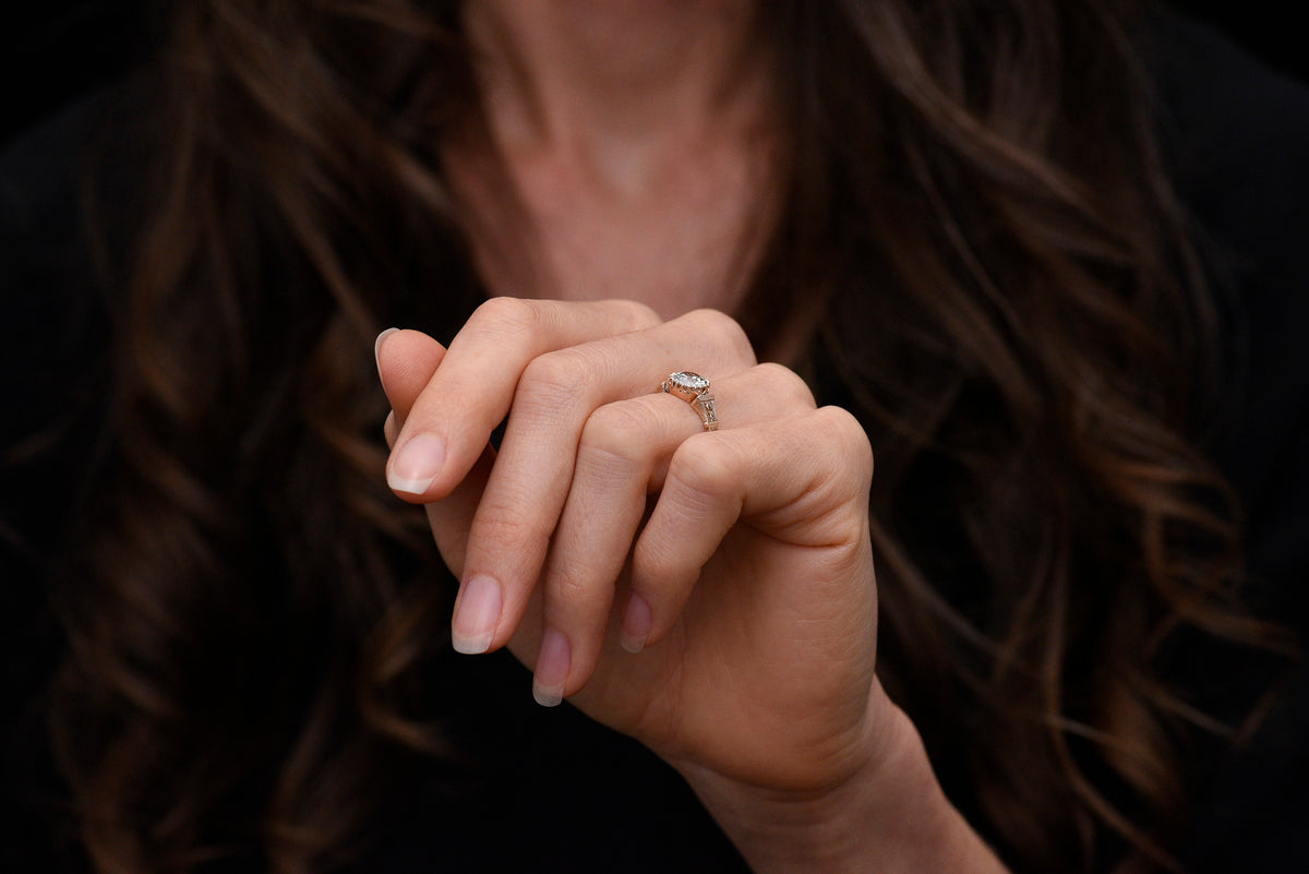 Victorian Engagement Ring with a Floating Basket and Intricate Shoulders