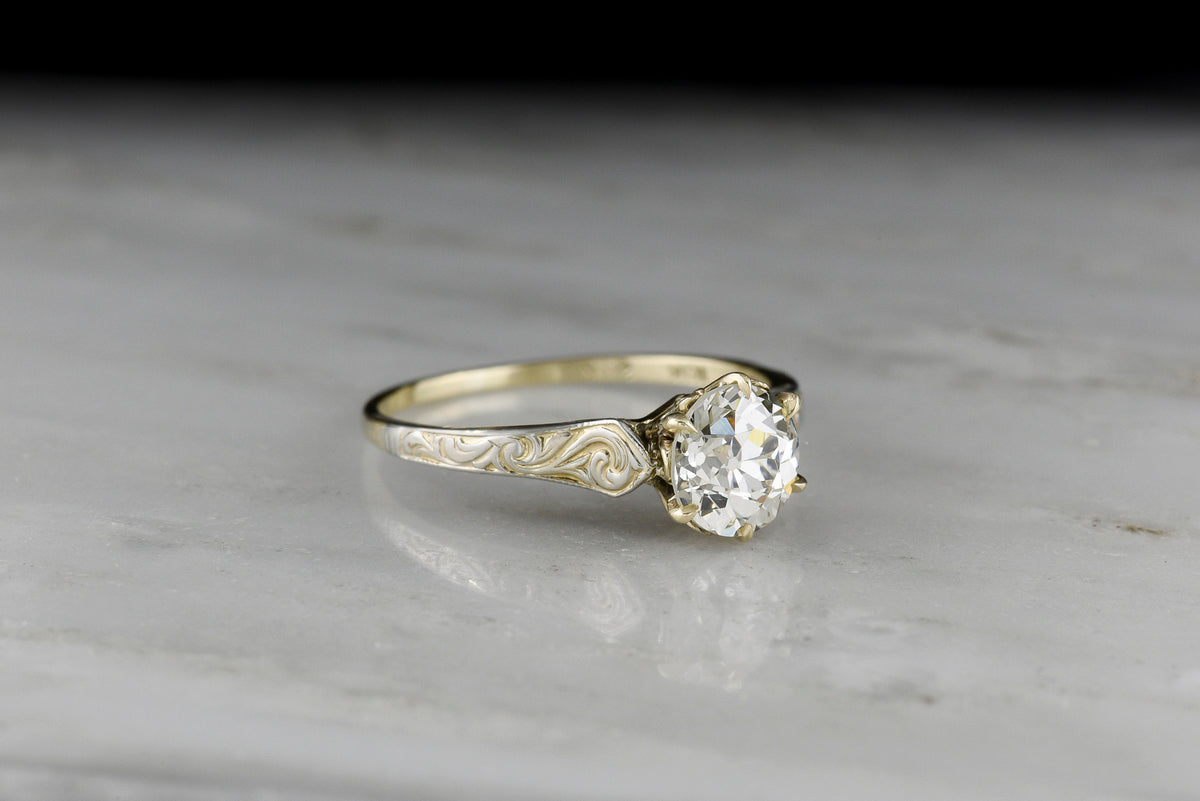c. Early 1900s Two-Toned Solitaire with Engraved Shoulders