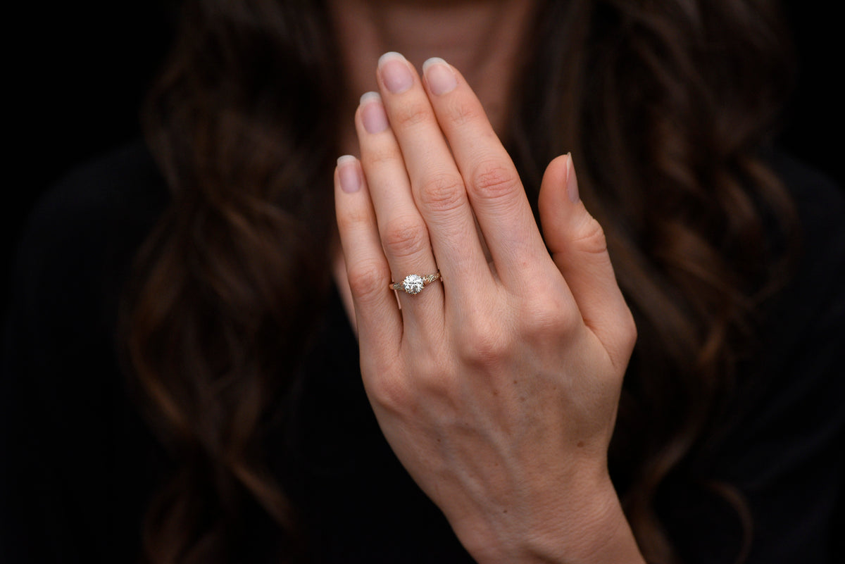 c. Early 1900s Two-Toned Solitaire with Engraved Shoulders