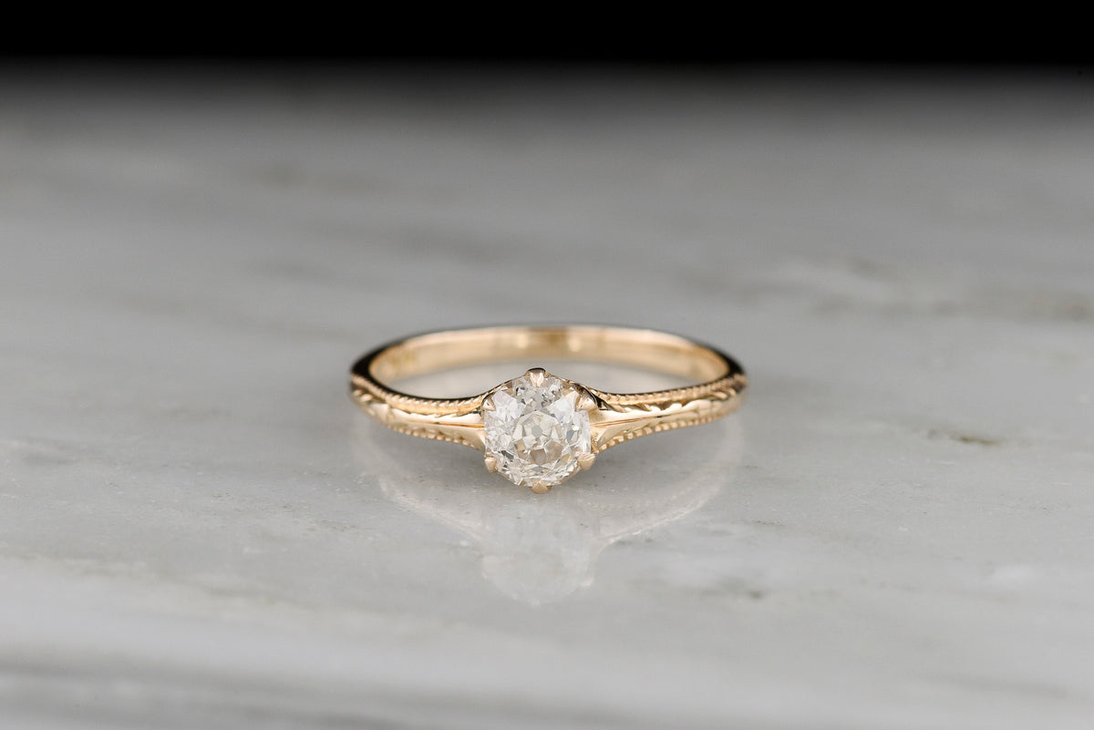 Petite Late/Post-Victorian Old Miner Solitaire with Engraving