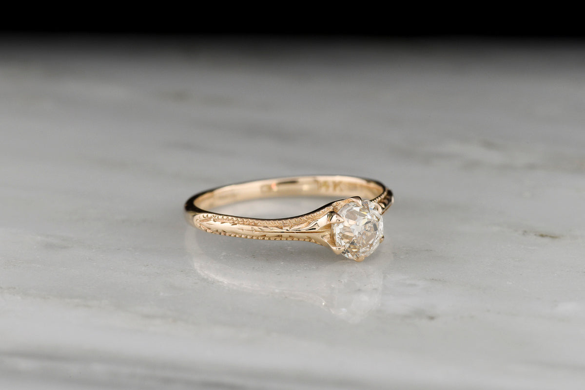 Petite Late/Post-Victorian Old Miner Solitaire with Engraving