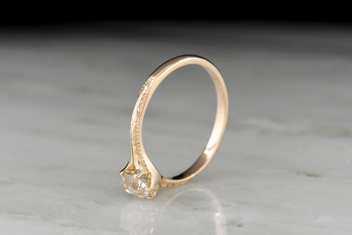 Petite Late/Post-Victorian Old Miner Solitaire with Engraving