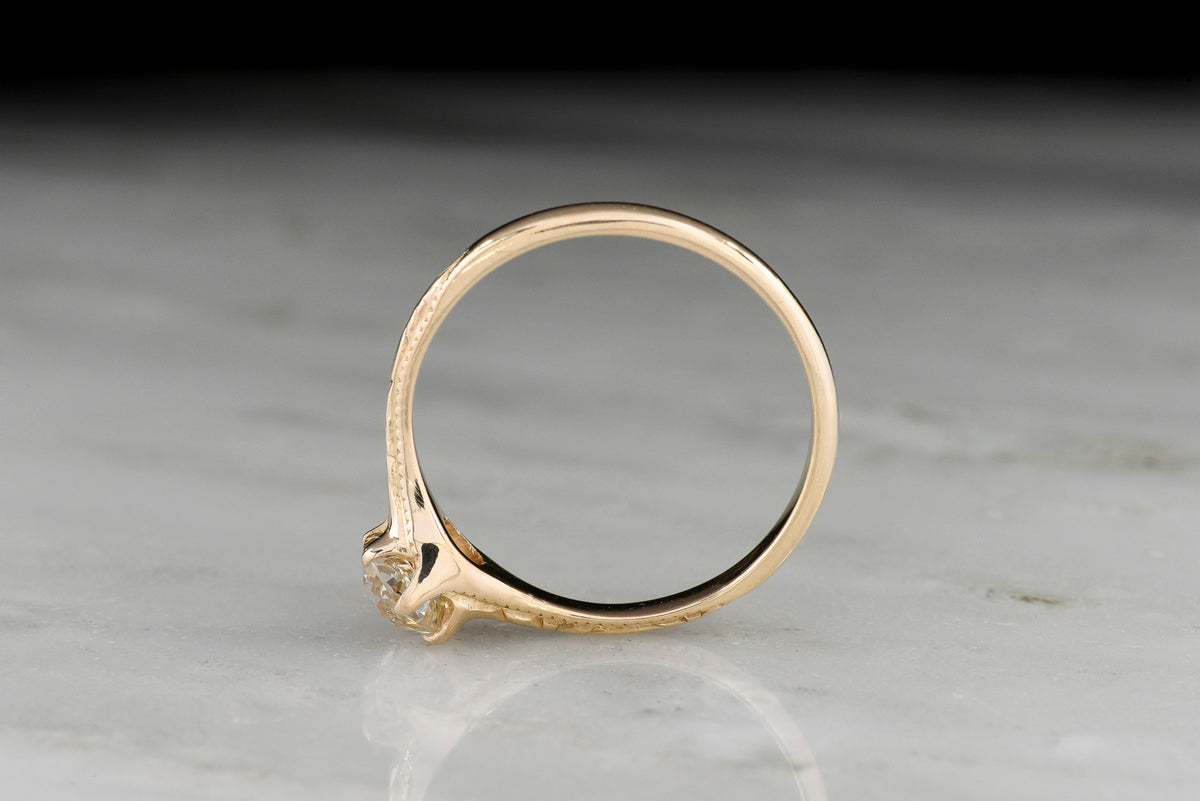 Petite Late/Post-Victorian Old Miner Solitaire with Engraving