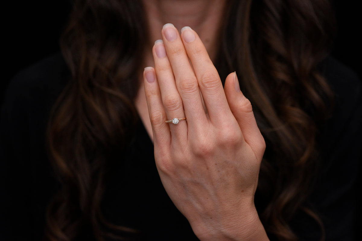 Petite Late/Post-Victorian Old Miner Solitaire with Engraving