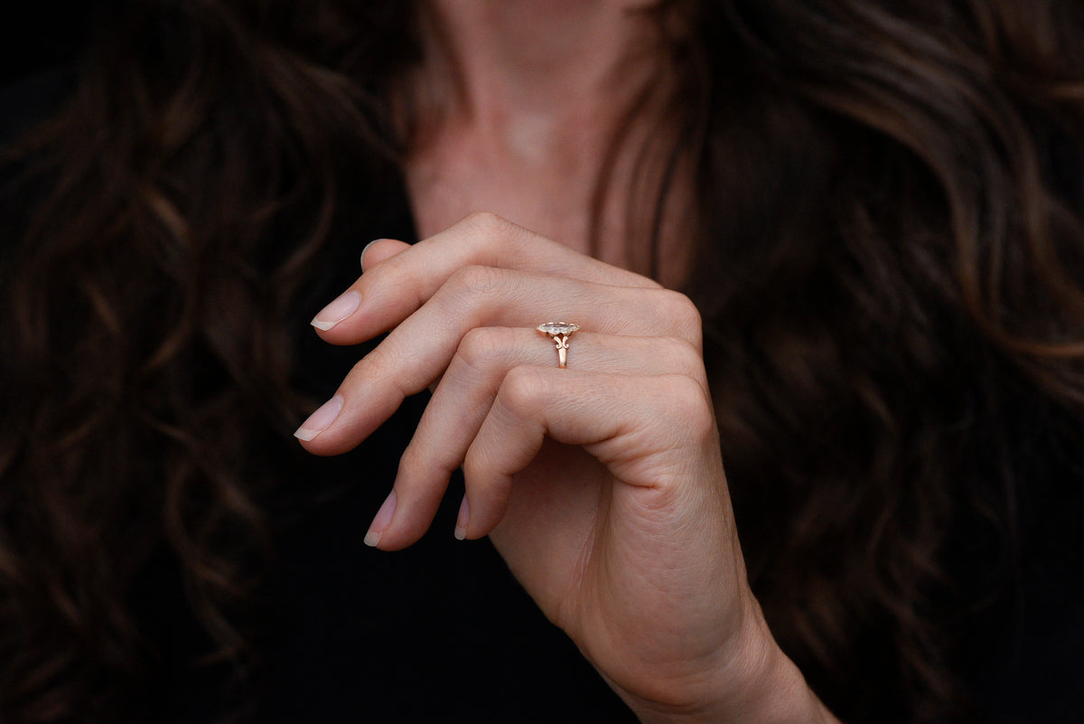 c. Early 1900s Gold Engagement Ring with a Marquise Cut Diamond and Subtle Split Shank