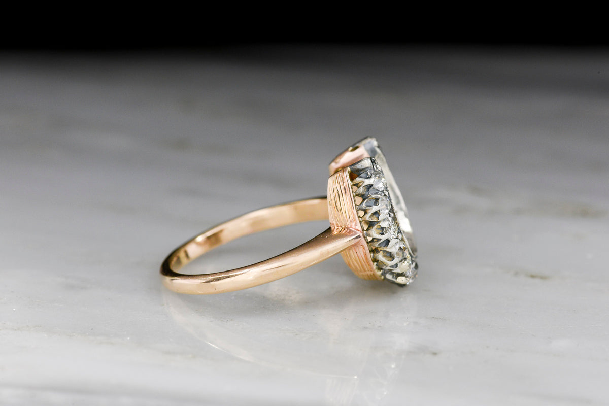 Mid-Late 1800s Victorian Horseshoe Diamond Ring in 18K Gold and Silver