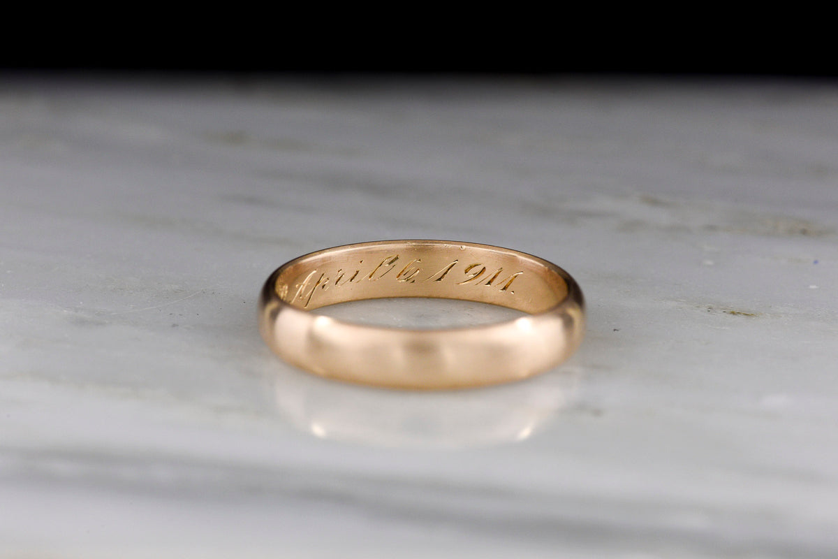 Men&#39;s or Women&#39;s 18K Gold Wedding Band, Dated 1911