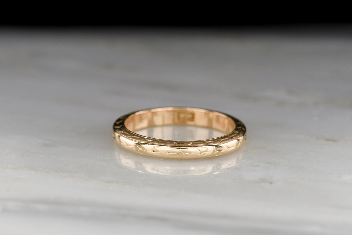 c. 1900s Gold Wedding or Stacking Band with Hand Engraving