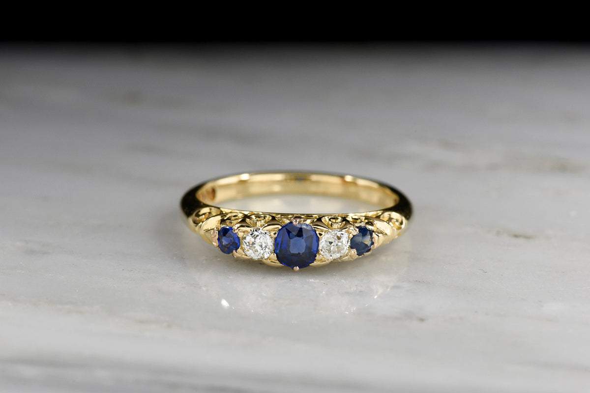 Alabaster &amp; Wilson Half Hoop Ring in 18K Gold with Sapphires and Diamonds
